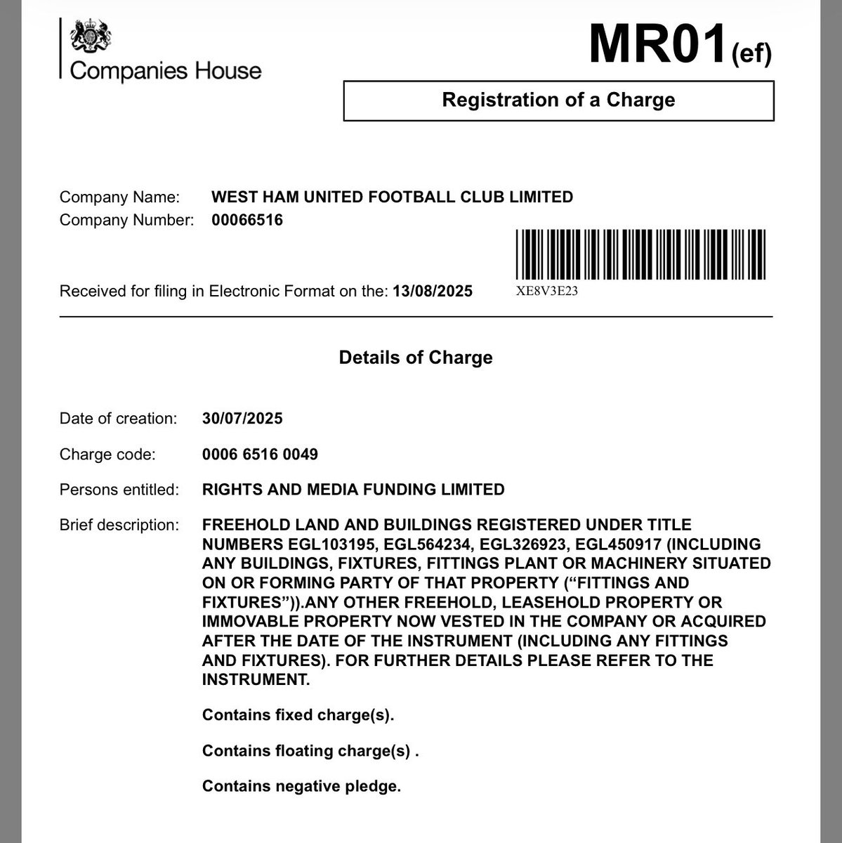 KieranMaguire's tweet photo. West Ham borrow from Rights and Media Funding Limited, a company with no employees, hardly any assets apart from loans to companies and which owes about £290m itself to creditors. 

I asked Peter Andre what he thought of this and he said “That’s more mysterious than the mysterious girl in my song Mysterious Girl…mate”
