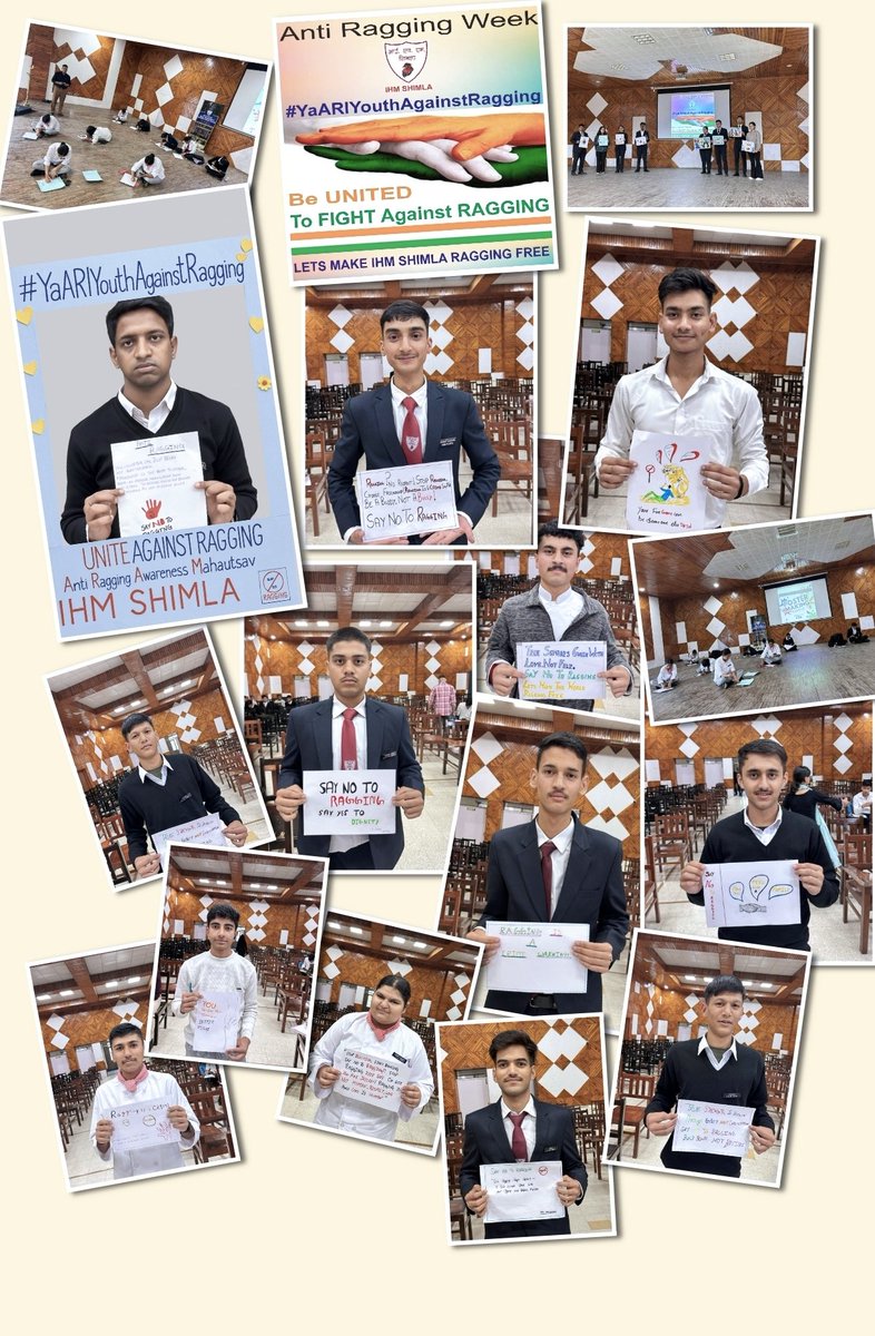Glimpses of Anti Ragging Week at IHM Shimla on 14th August 2025

Poster Making/Slogan writing Competition 

#YaARIYouthAgainstRagging