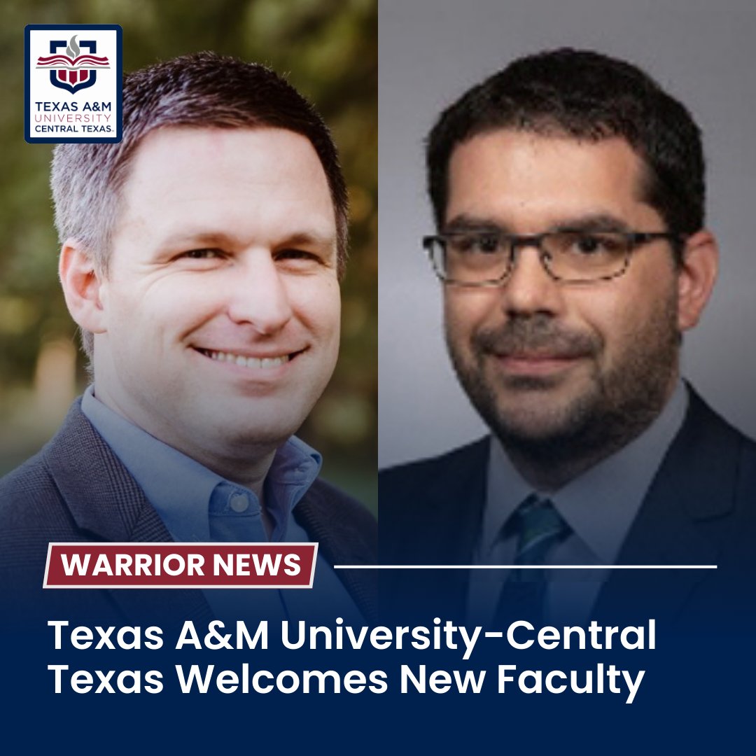 Help us give a warm Warrior welcome to Brian Johnson and Joshua Wilson! 🙌

These two new faculty members join our College of Business Administration with a wealth of knowledge and experience in their fields. 📚

Read more: tamuct.edu/news/2025/coba…

#TAMUCT #Killeen #CentralTexas