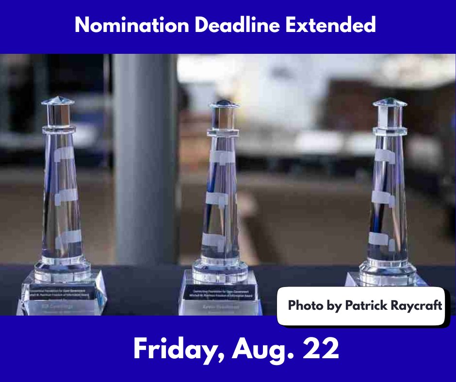 ctfog's tweet image. DEADLINE EXTENDED:
Nominate:
▪️ a Connecticut journalist
▪️ a member of the public 
▪️ state or local official 
For a 2025 Mitchell W. Pearlman Award.

Details ---&amp;gt; docs.google.com/forms/d/e/1FAI…