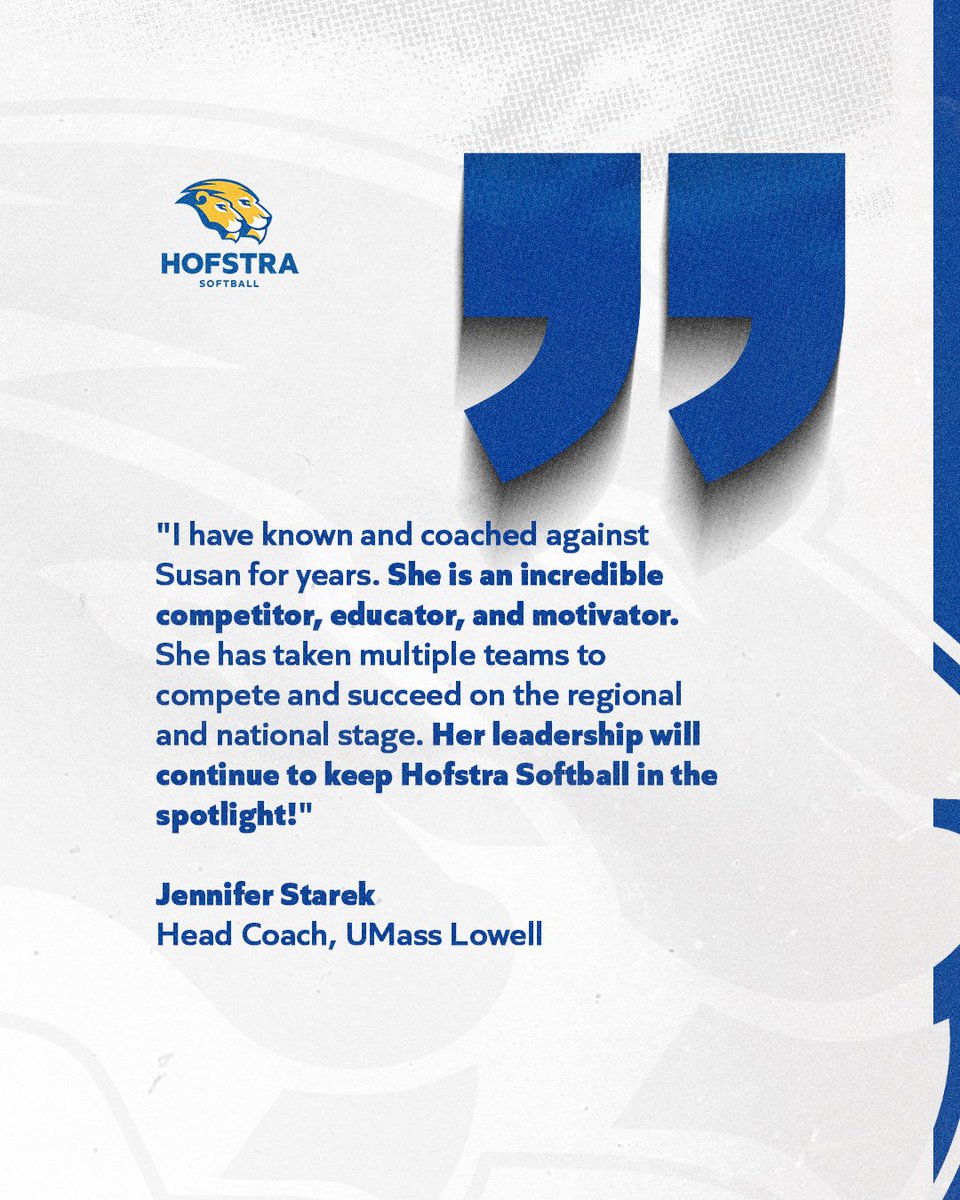 Hofstra Softball (@hofstrasoftball) on Twitter photo ๐ฃ๏ธ๐๐๐๐ฉ ๐ผ๐ง๐ ๐๐๐๐ฎ ๐๐๐ฎ๐๐ฃ๐โ
Check out what <a href="/RiverhawkSB/">UMass Lowell Softball</a> Head Coach Jennifer Starek has to say about the hiring of Susan Cassidy-Lyke (<a href="/CoachSCL_HUSB/">Susan Cassidy-Lyke</a>) as our new head coach!
#PrideOfLI ๐ฃ๏ธ๐๐๐๐ฉ ๐ผ๐ง๐ ๐๐๐๐ฎ ๐๐๐ฎ๐๐ฃ๐โ
Check out what <a href="/RiverhawkSB/">UMass Lowell Softball</a> Head Coach Jennifer Starek has to say about the hiring of Susan Cassidy-Lyke (<a href="/CoachSCL_HUSB/">Susan Cassidy-Lyke</a>) as our new head coach!
#PrideOfLI