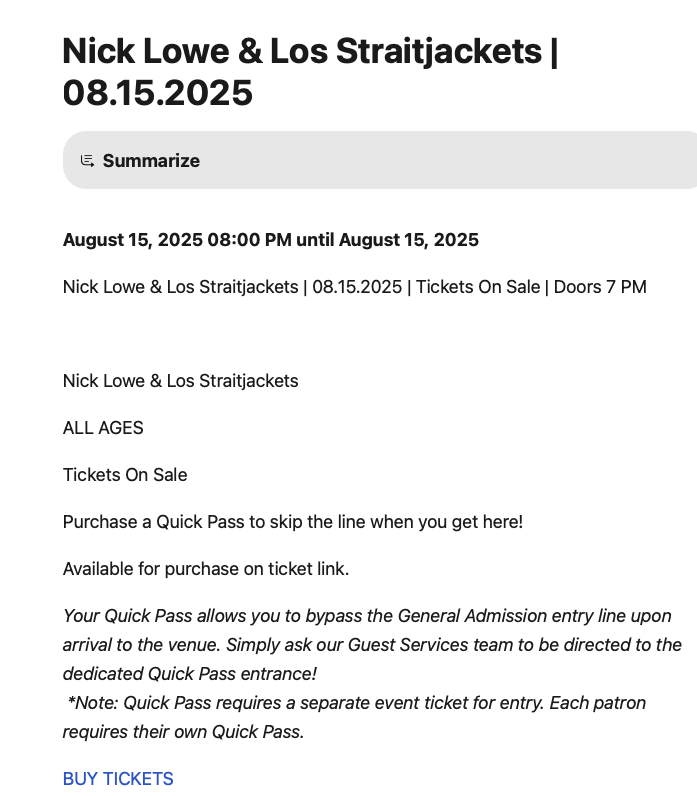 tim_stollery's tweet photo. @JerryRecco Al, Jerry,
Great opportunity 4 you/Jerry/ (C_Lo?) Eddie to see/hear the LEGENDARY Nick Lowe and Los Straitjackets
You and jerry lament the lost rockers, lost voices (Dylan, Ozzie. T Petty)
Doors@ 7, Nick and LSJ 815, done 10:15. https://t.co/LNKGgeZDAe