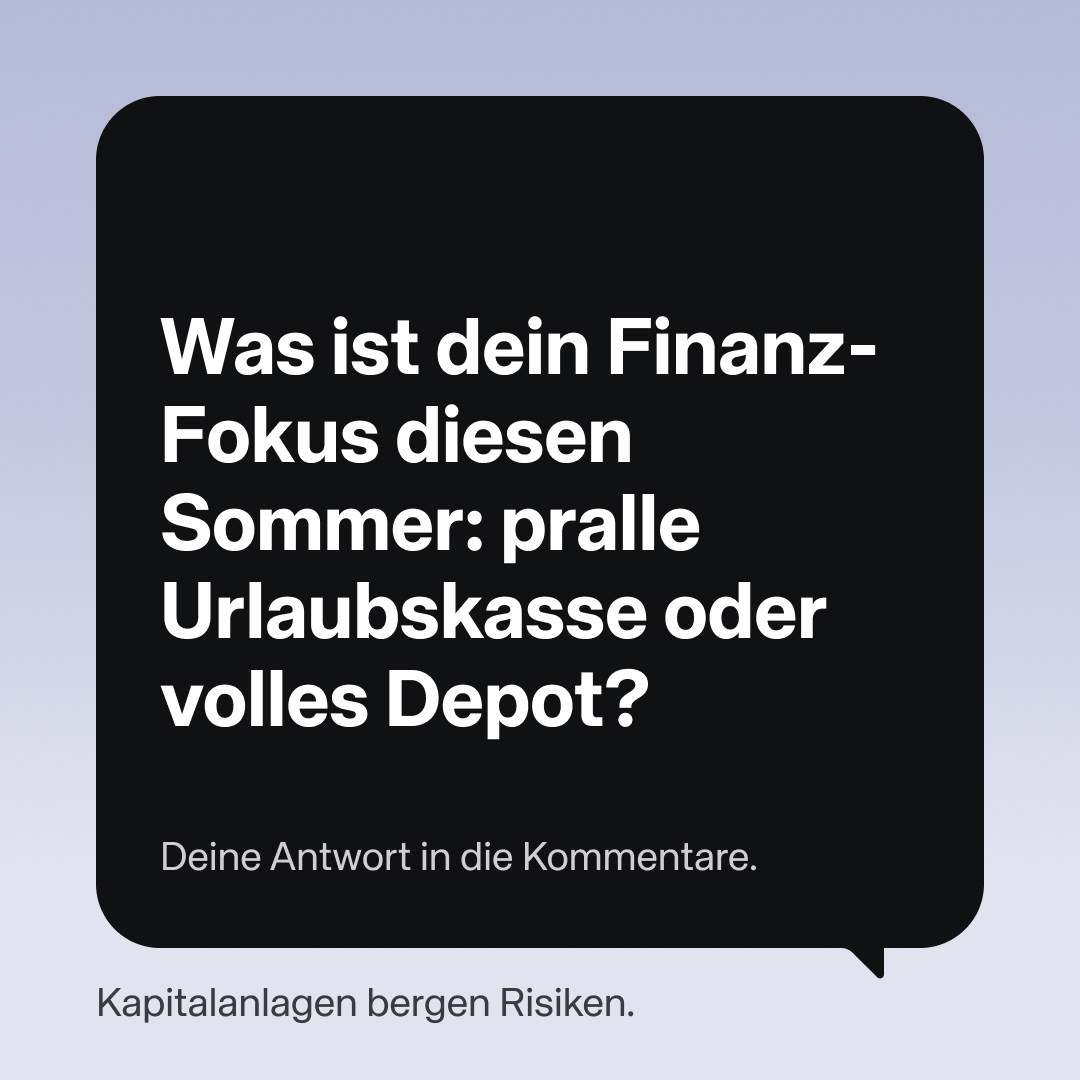 ScalableCapDACH's tweet image. Sommer-Finanz-Check. ☀️ Was hat bei dir Priorität?
Natürlich schließt eine volle #Urlaubskasse ein wachsendes #Depot nicht aus – im besten Fall ist sogar beides möglich. Trotzdem setzt man oft einen persönlichen Fokus, um seine Ziele zu erreichen.