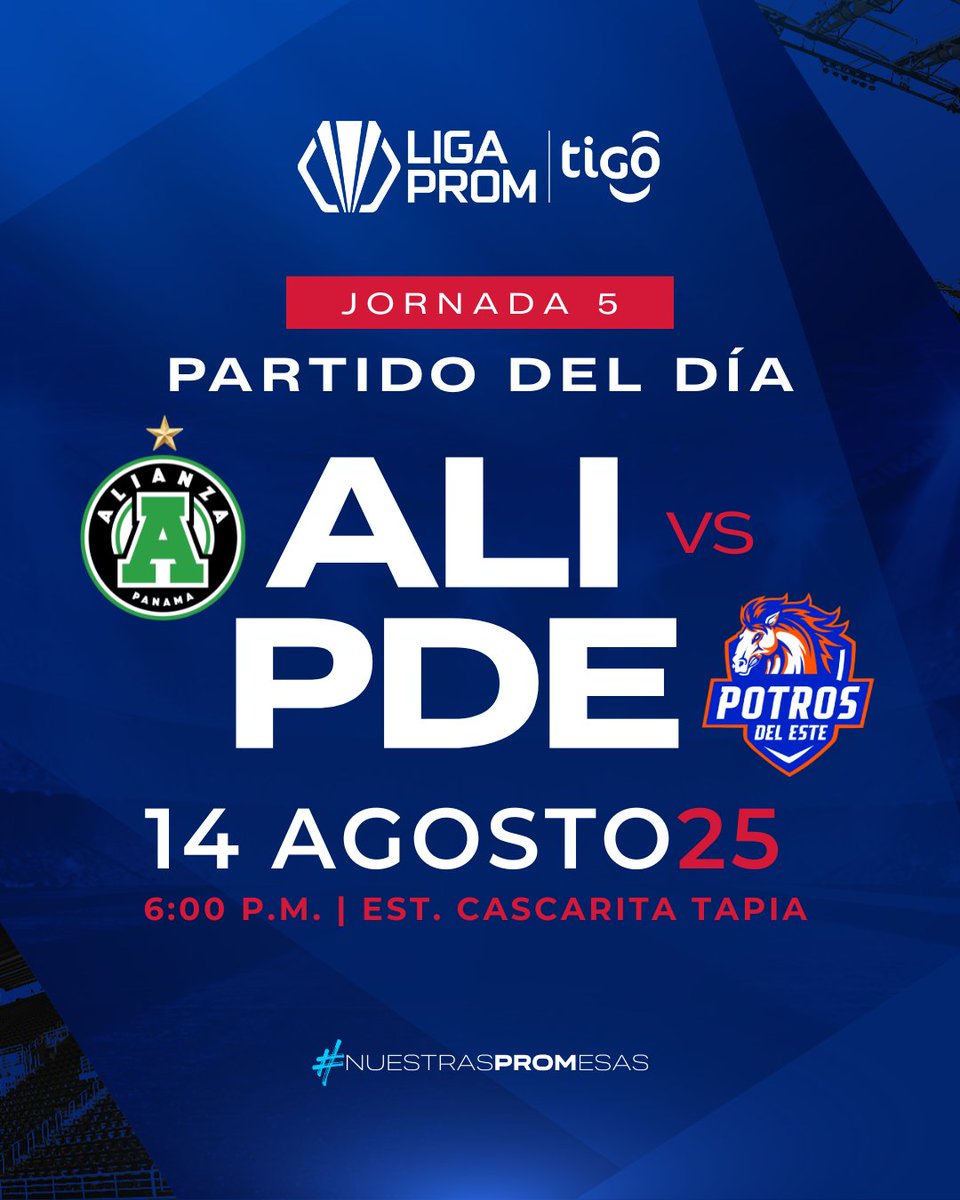 LIGA PROM (@liga_prom) on Twitter photo ¡PARTIDO DEL DÍA! ⚽💥
El <a href="/alianzafc/">Alianza, F.C.</a> y <a href="/ClubDepEsteFC/">Potros del Este</a> se enfrentan hoy por la Jornada 5️⃣ en busca de puntos importantes para subir en la tabla de posiciones de la Conferencia Este Sur.🔥
#NuestrasPROMesas ¡PARTIDO DEL DÍA! ⚽💥
El <a href="/alianzafc/">Alianza, F.C.</a> y <a href="/ClubDepEsteFC/">Potros del Este</a> se enfrentan hoy por la Jornada 5️⃣ en busca de puntos importantes para subir en la tabla de posiciones de la Conferencia Este Sur.🔥
#NuestrasPROMesas