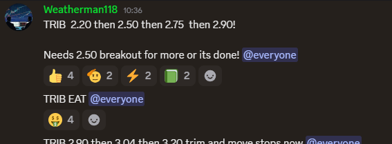$TRIB 1.5x dips hitting 3.18 for 100% run 🔥💰🎯