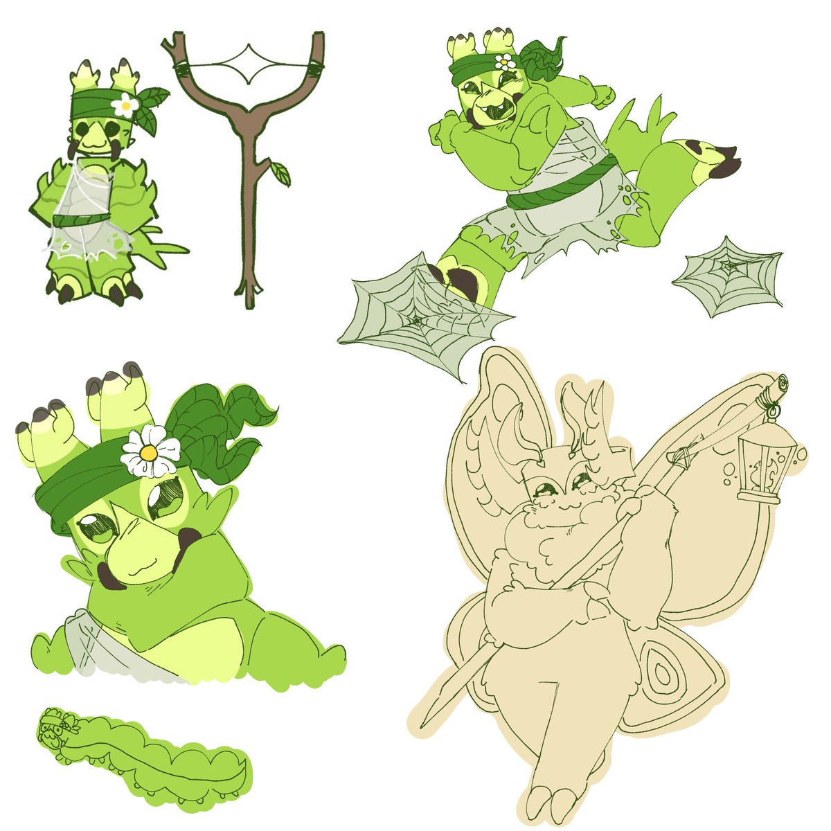 #phighting caterpillar slingshots and a self-indulgent mothstaff i might color in later