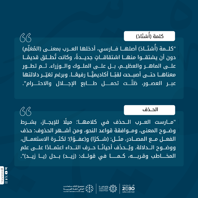 KSGAFAL's tweet photo. في سلسلة #كلامنا رحلة معرفية ماتعة بصحبة نخبة من المختصين اللغويين؛ تُكشَف فيها أسرار اللغة، ويُسَلط فيها الضوء على مفرداتها وتحولاتها.
#مجمع_الملك_سلمان_العالمي_للغة_العربية
#برنامج_تنمية_القدرات_البشرية