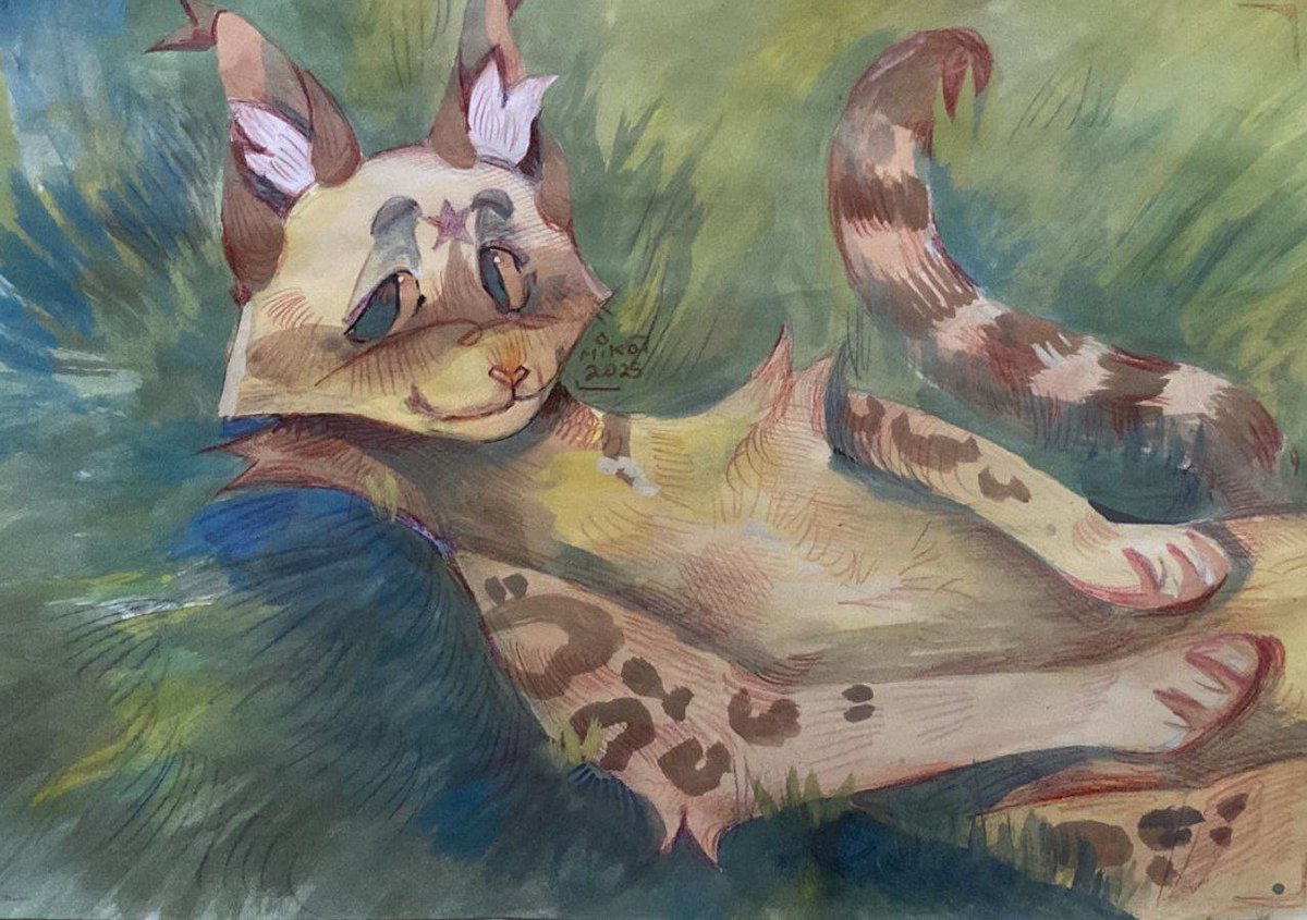rypendria's tweet photo. here's a #leopardstar drawing i made recently! I'm so proud of this drawing. as for me, gouache is the greatest material to work with! #warriorcats #warriorcatsart https://t.co/arreDYJ4jw