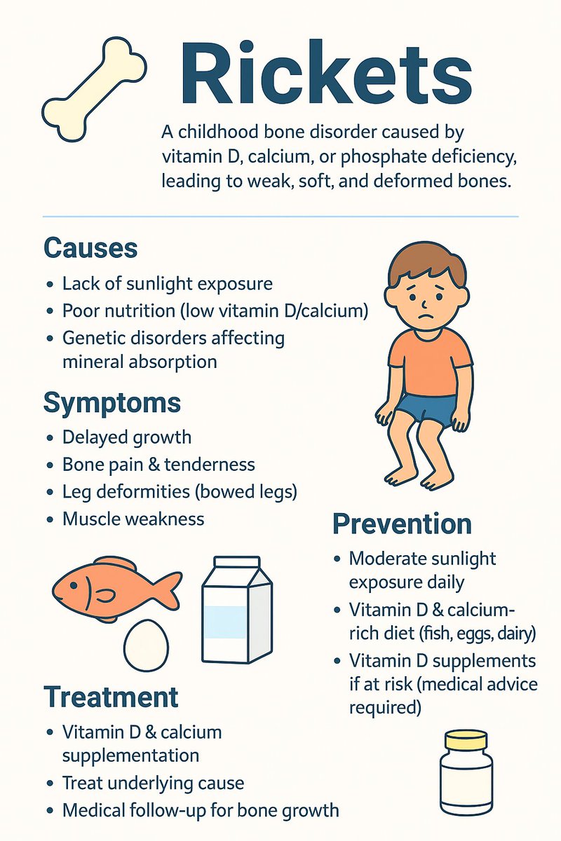hamedabdul1's tweet photo. Rickets 
#Rickets #VitaminD #ChildHealth #BoneHealth #HealthyKids #Calcium #Sunlight #PediatricCare #PreventRickets #Nutrition https://t.co/kBHvqlUDHr