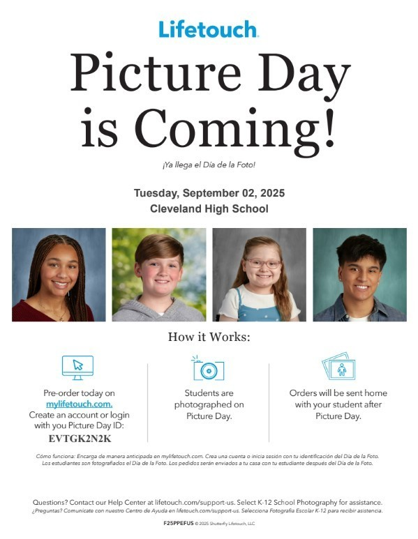 CHS Picture day will be September 2nd!