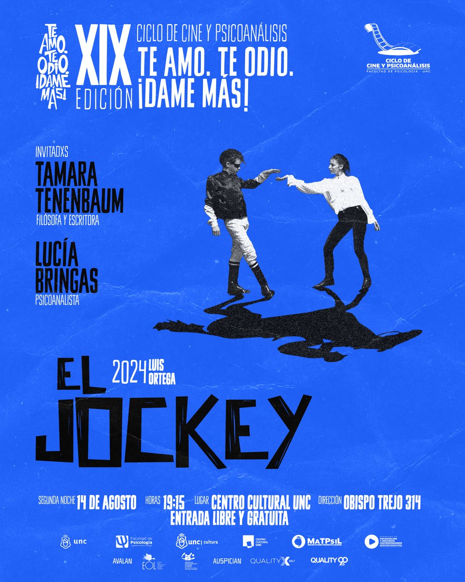 UNCCCYP's tweet image. Hoy nos vemos en la segunda noche @UNCCCYP :Te amo. Te odio. ¡Dame mas!. Te esperamos!!!! #ciclodecineypsicoanalisis #cordoba #tamaratenembaum #amor #eljockey