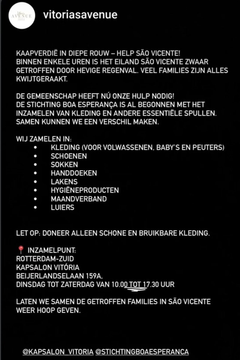 NadineTM's tweet photo. CaboVerde heeft hulp nodig!

Helpt u mee? Elke gebaar telt🙏🏾🇨🇻
#Solidariteit
#saoVicente 
#storm 
#forçacaboverde 
#forçasaoVicente 
#fundaçãoboaesperanca 
#helpt
#Kaapverdië 
#Rotterdamhelpt 
#inzamelactie https://t.co/ZbmsOzUlTE