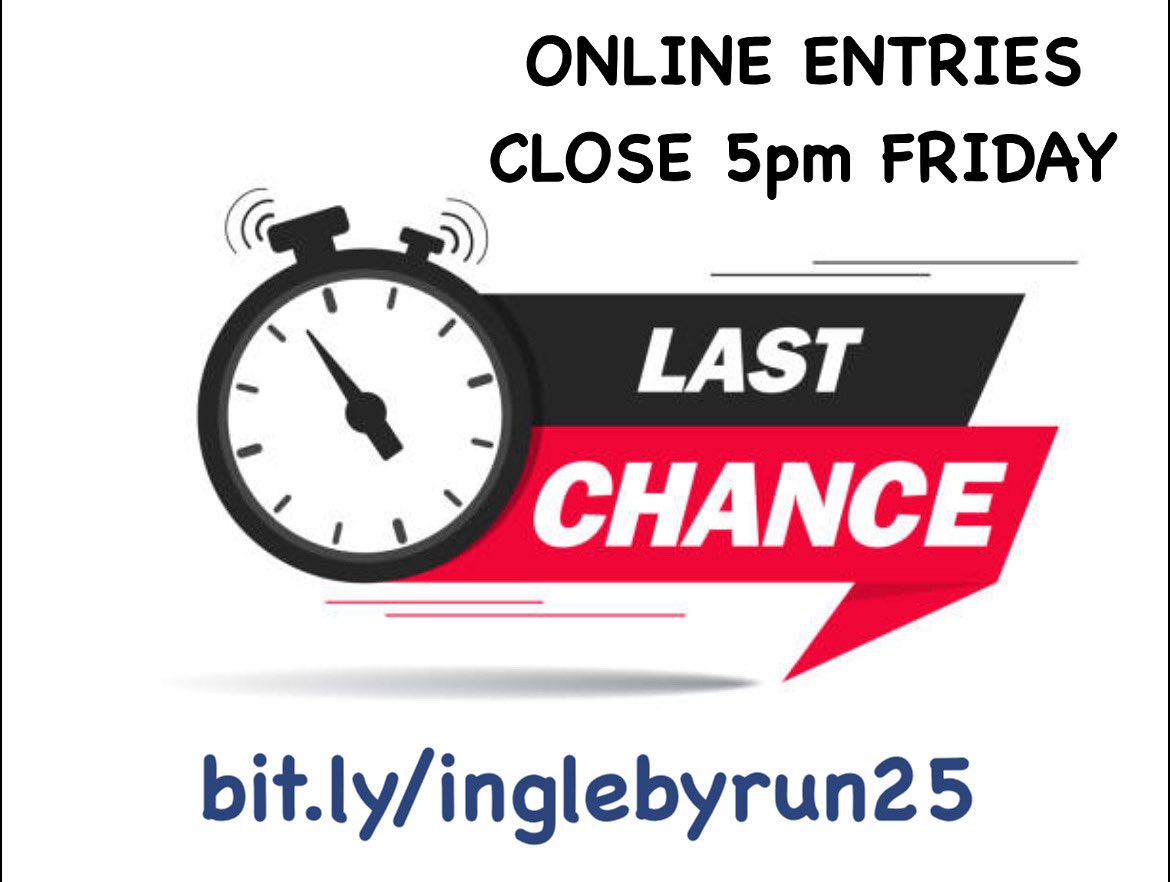 inglebyrun's tweet photo. 🚨 LAST CHANCE TO ENTER 🚨 

Online entries for the Ingleby Barwick Fun Run close at 5pm tomorrow (Friday 15 August)

Head to https://t.co/bPEcCyv3bd now!

#inglebyrun #ingleby #inglebyfunrun #run #running #fitness #exercise #community https://t.co/zeVX4qNOi3