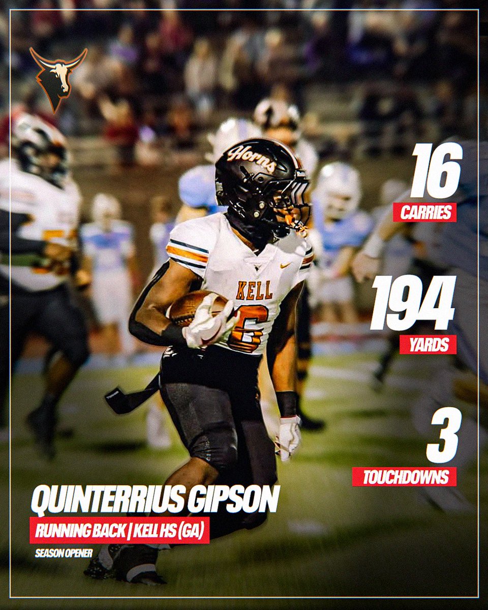 ESPN 300 4-star running back Quinterrius Gipson started his junior season off with a dominant performance 🔥 <a href="/MoonieGipson/">Quinterrius ‘Moonie’ Gipson</a> 

Gipson is the No. 89 overall prospect in the ESPN Jr. 300 and the No. 6 running back in the country.

espn.com/college-sports…