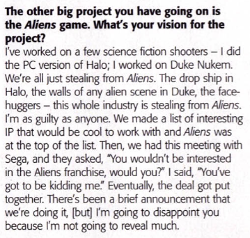 LuckStatEvan's tweet image. This is so true and it's hard to unsee, especially in the FPS genre. From an interview with Randy Pitchford with Game Informer in 2007