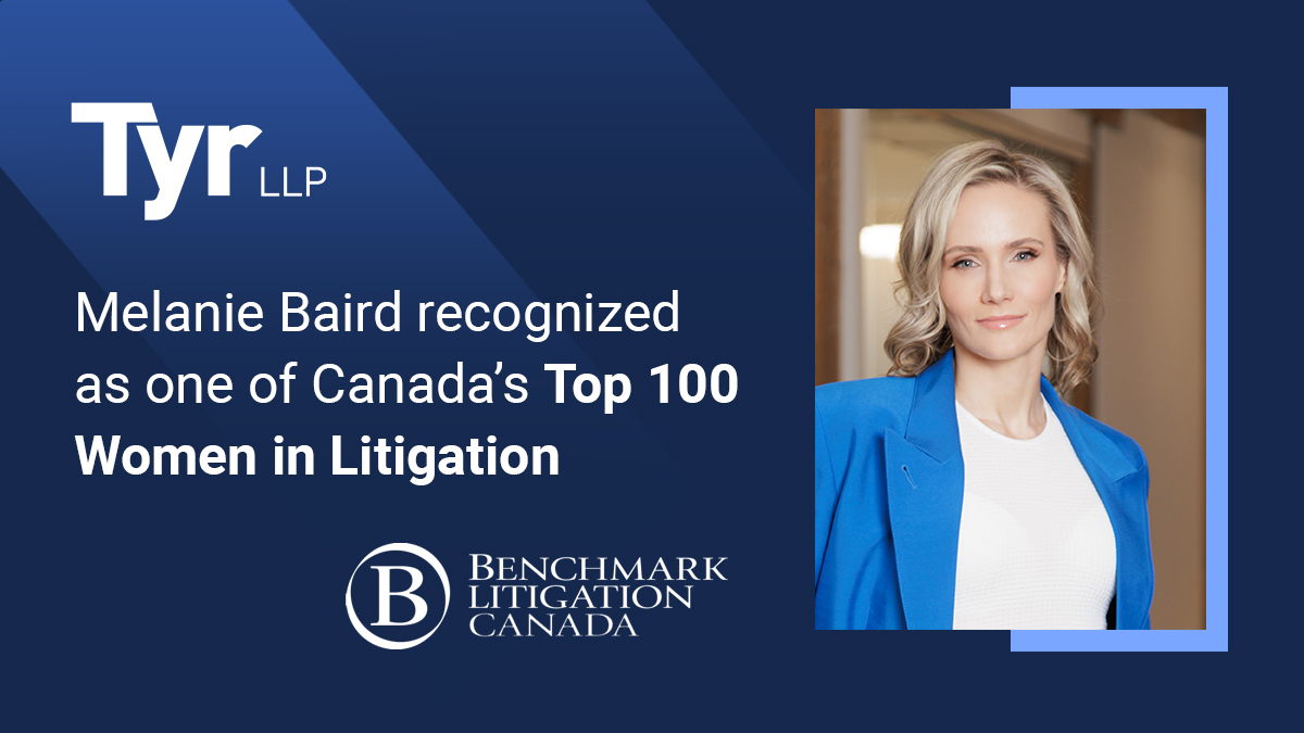 TyrLLP's tweet photo. Tyr Partner Melanie Baird has once again been named to Benchmark Litigation’s "Top 100 Women in Litigation" list for 2025 — an honour she has earned consistently year after year.

https://t.co/4TYNsm05op https://t.co/zDBLYsDFje