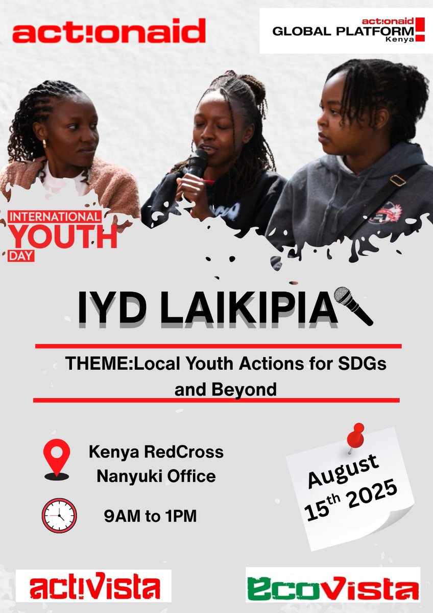 Global Platform Kenya (@gp_kenya) on Twitter photo In partnership with <a href="/EcoVistaKE/">EcoVistaKe</a> <a href="/Activista047/">Activista Nairobi Chapter</a> <a href="/Activista_031/">Activista Laikipia</a>, <a href="/YUWMajengo/">Young Urban Women -Majengo</a> and other stakeholders, we shall be hosting #IYD2025 where we shall be hosting dialogues around the #SDGs and the role of young and local actors in advancing their achievements.
#YouthVoicesOnSDGs In partnership with <a href="/EcoVistaKE/">EcoVistaKe</a> <a href="/Activista047/">Activista Nairobi Chapter</a> <a href="/Activista_031/">Activista Laikipia</a>, <a href="/YUWMajengo/">Young Urban Women -Majengo</a> and other stakeholders, we shall be hosting #IYD2025 where we shall be hosting dialogues around the #SDGs and the role of young and local actors in advancing their achievements.
#YouthVoicesOnSDGs