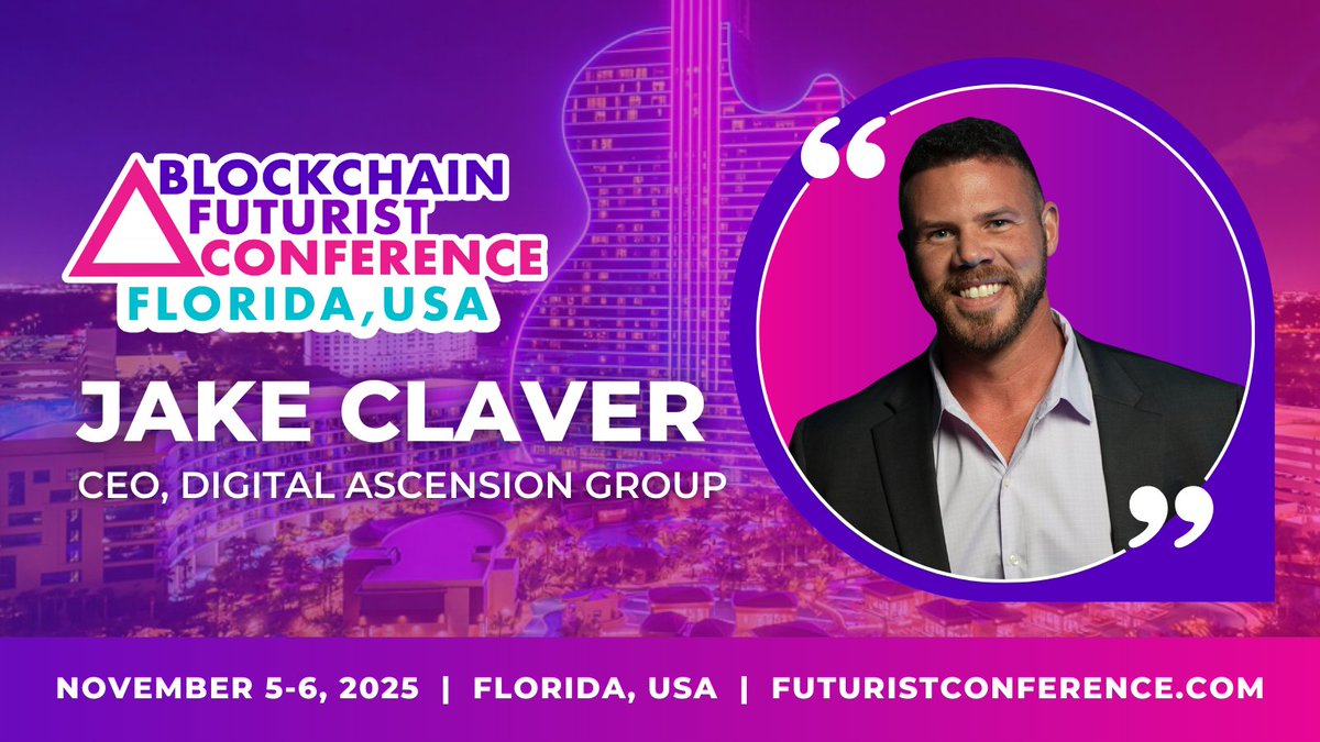 🚀 New Futurist Miami Speaker: Jake Claver 🚀 Excited to welcome  @beyond_broke, CEO at @DAGFamilyOffice, to the 8th Annual of Blockchain  Futurist Conference in Miami! 🌴 📅 Nov 5–6, 2025 📍 DAER