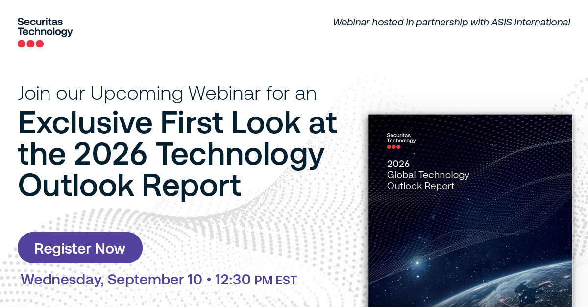 SecuritasTechUS's tweet image. Register Now for our Upcoming Webinar in partnership with ASIS International and Get An Exclusive First Look at The Securitas Technology 2026 Technology Outlook Report

bit.ly/3U9BSN4

#SecurityTransformed #SecuritasTechnology #FutureOfSecurity #TechnologyOutlook2026