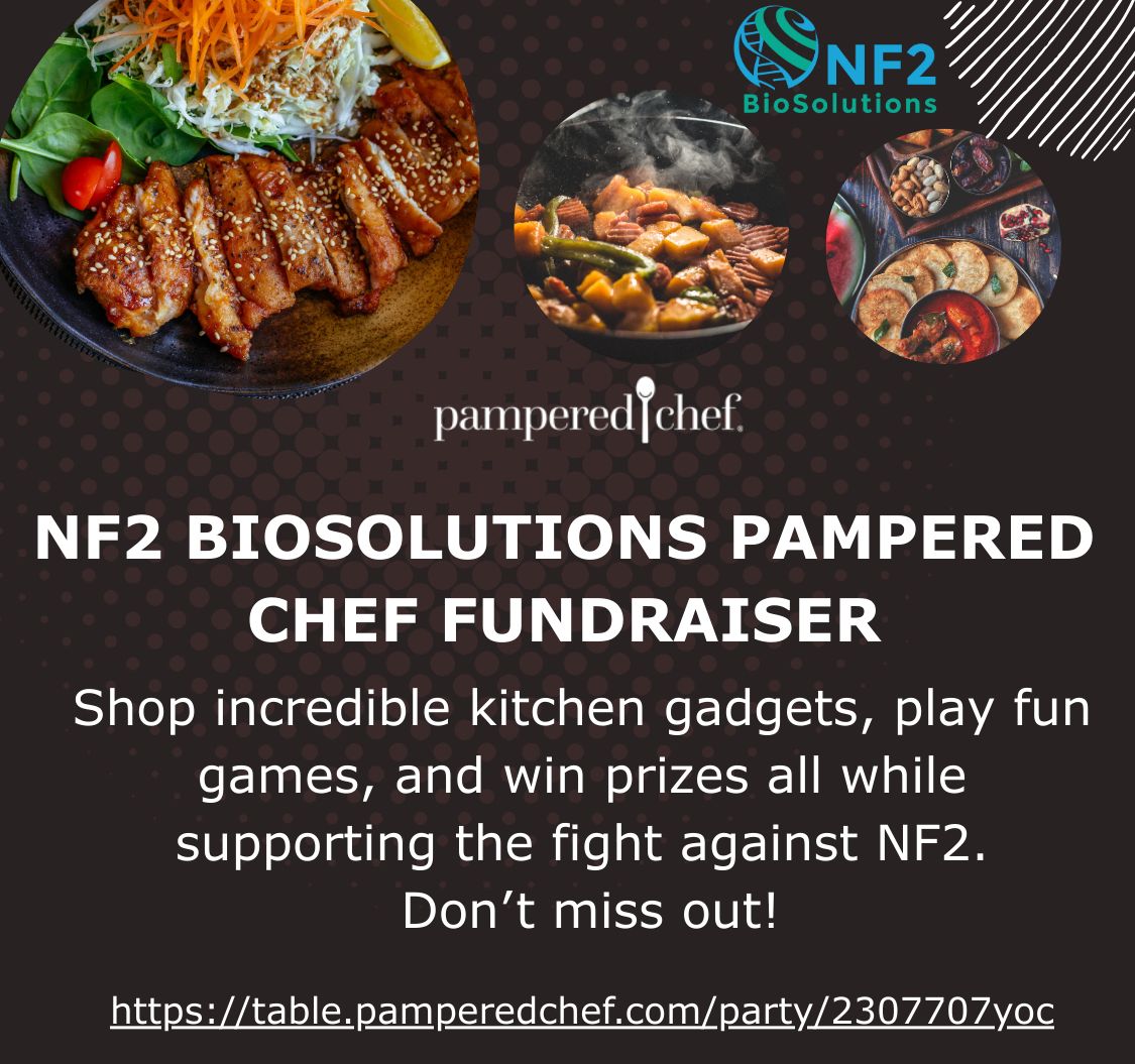 NF2BioSolutions's tweet image. Join our ONLINE Pampered Chef party, hosted by ambassador Amy Williams, to support NF2 Biosolutions. Our goal is to donate 30% of sales to this amazing cause. Enjoy shopping for kitchen gadgets, playing games, and winning prizes from home. Order here: buff.ly/jIsqfJM