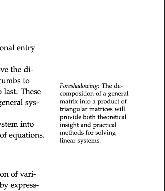 WOW, you don't see a lot of math textbooks do something like this:

foreshadowing??

what an awesome feature!! yes please give me a hint about where we're going with this

why is this not standard in math textbooks