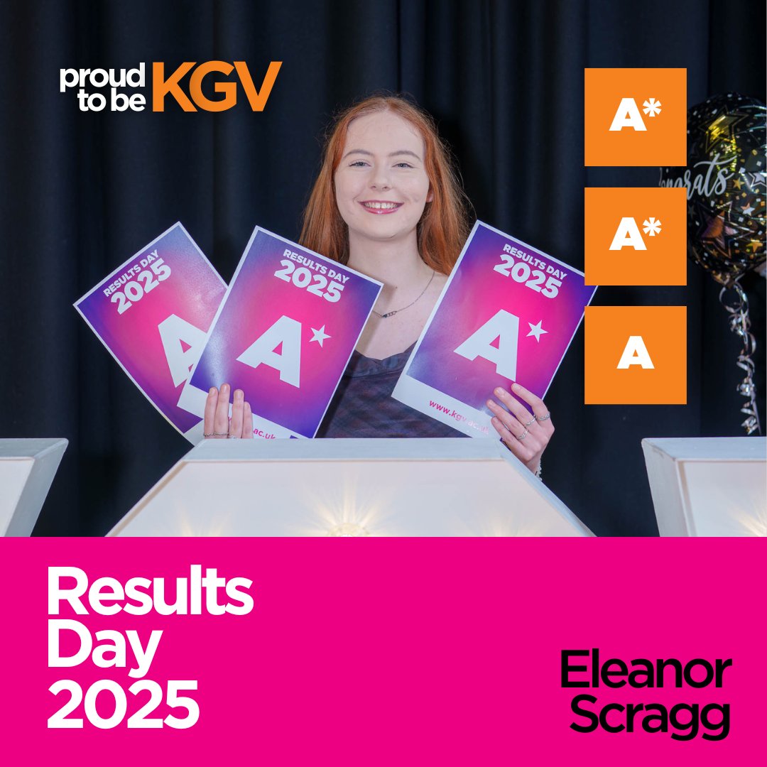 kgvsixthform's tweet photo. Eleanor Scragg achieved A*A*A in her A-Levels and is heading off to @ManMetUni to study Creative Writing. 🤩🎉

We wish her the absolute best for the future. Maybe we'll see her name on the front cover of her first book in the near future. 👀 #ProudToBeKGV #ResultsDay https://t.co/SeOouHT2RC