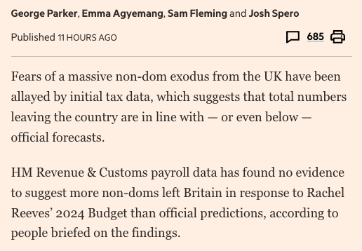 Shocked to discover that all the research saying non-doms are leaving in droves — commissioned and promoted by non-dom lobbying groups — turned out to be complete nonsense.