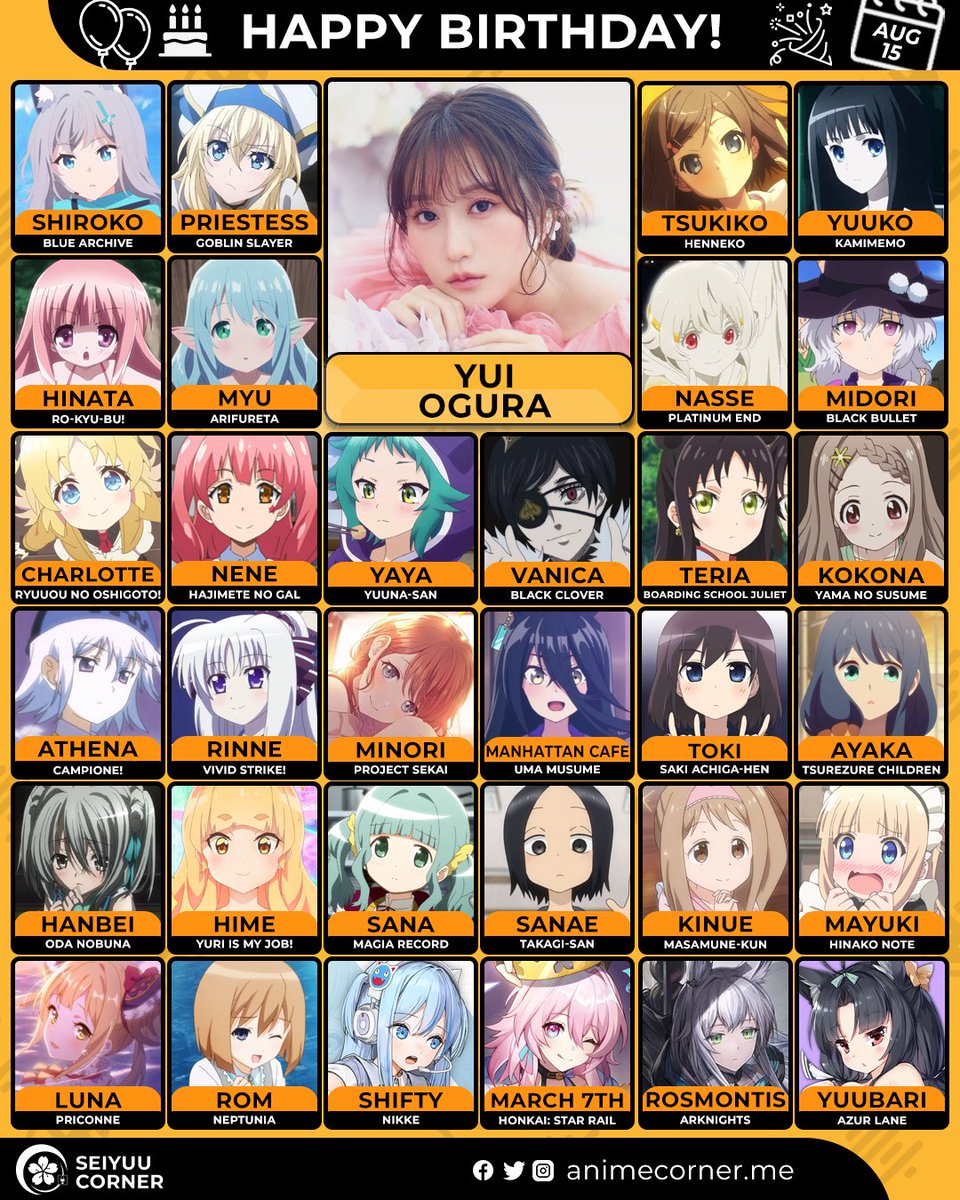 seiyuucorner's tweet photo. Happy 30th birthday Yui Ogura! ð
Let's wish ChanYui all the best @yui_ogura_815
#YuiOgura #å°åå¯ https://t.co/yqTqNrRXMP