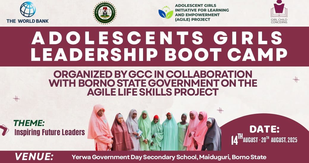 GCCNigeria's tweet image. The Adolescent Girls Leadership Bootcamp kicks off today in Maiduguri at Yerwa Government Girls Secondary School. 

Organized by GCC in partnership with the Borno State Government under the AGILE Life Skills Project,

#GirlsLead #BornoState #Leadership #AGILE #EmpowerHer
