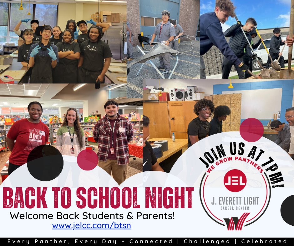 JOIN US for Back to School Night on Monday, August 18 from 7:00 pm - 9:00pm. This is a great night to tour the building, meet instructors, and learn a little more about your student's CTE program!

*NC students/families will follow a Period Bell Schedule 
jelcc.com/btsn