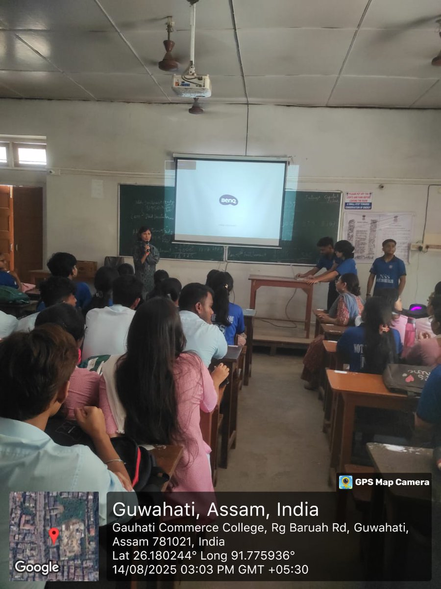 NSS_GCC's tweet photo. Celebrating the 79th Independence Day with pride NSS volunteers &amp; GCC students came together to honour the freedom fighters of the North East, engage in a spirited quiz and conclude with Jana Gana Mana. Jai Hind! 🇮🇳❤️
 @_NSSIndia @nss_rdguwahati @mybharatgov https://t.co/PDfzbodkID