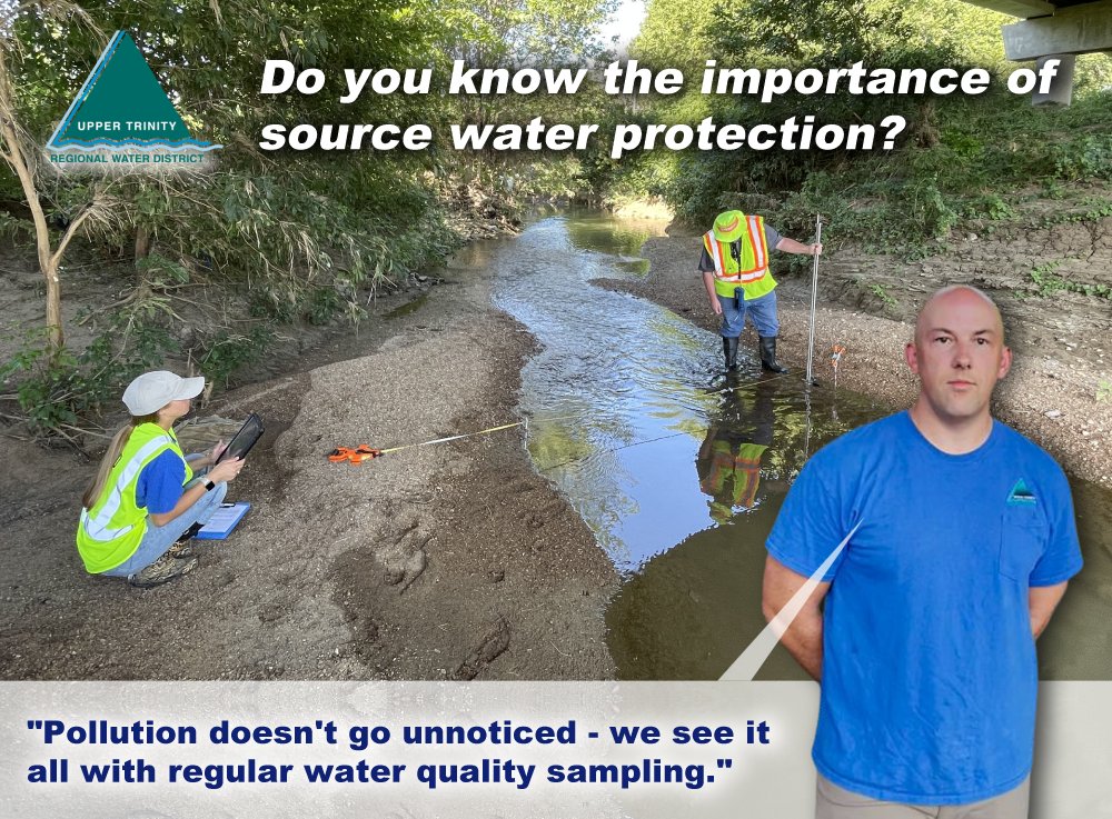 Are you a source water polluter, or protector? 💪 Upper Trinity staff regularly test our North Texas source water quality by taking samples at creeks to detect traces of pollutants.
Check out utrwd.com/watershed-prot… to help us keep our source water as clean as possible 🌎💚