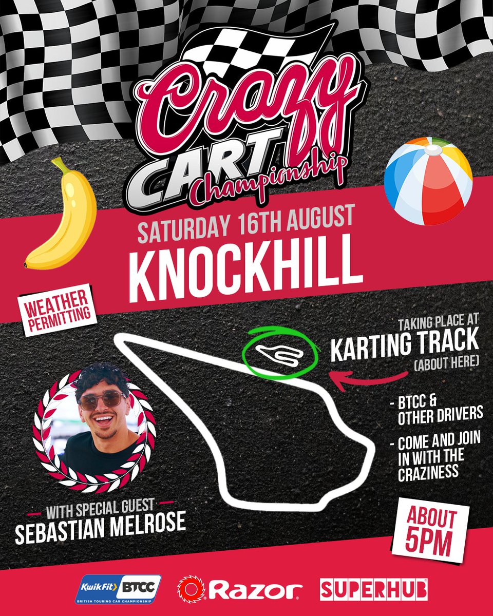 Hold onto your helmets! The Knockhill Karting Track is the place to be on Saturday 16th August for insane relays and demolition derbies!
 
Be ready for fast paced chaos, pure karting madness and a special guest 👀<a href="/seb_melrose/">Sebastian Melrose</a>

#Knockhill #CrazyCart #BTCC  #BTCC #Karting #Superhub