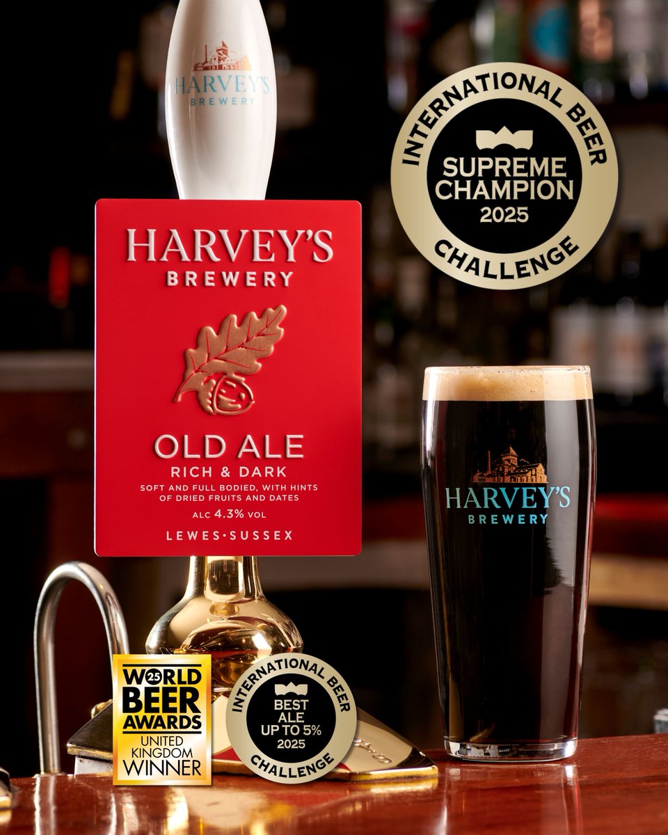 Harveys1790's tweet photo. We’re over the moon to share that our Old Ale has been crowned Supreme Champion at the International Beer Challenge 2025, also taking home the Trophy for Best Ale up to 5%! 🍺🏆

Find out more about this and other awards for Old Ale here: https://t.co/HnqH4T5YuC https://t.co/Le8uQD8Eht