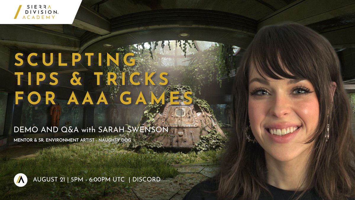 Are you looking to improve your sculpting skills? Then you won't want to miss our next live event!

Join us Thursday, August 21st as we introduce our most recent SDA mentor, Sarah Swenson! Sarah is a Sr. Environment Artist at Naughty Dog, with expertise spanning sculpting,