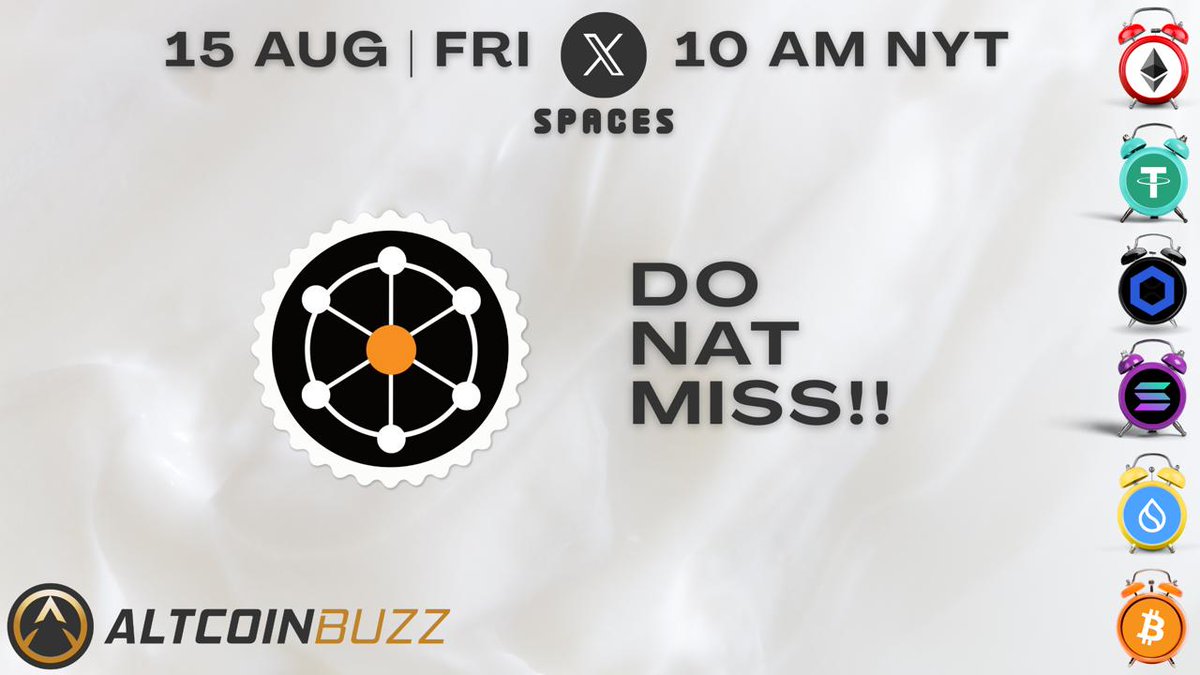 Altcoinbuzzio's tweet image. Join us for our Space tomorrow as $NAT @natgmi comes on to tell us all about their project and how it helps Bitcoin miners AND the Bitcoin ecosystem.

DO NAT MISS IT!