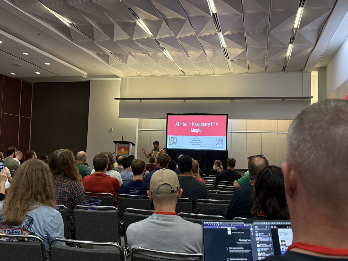 seansparkman's tweet image. Listening to Shashank Daté talk about AI + IoT + Raspberry Pi = Magic #kcdc2025