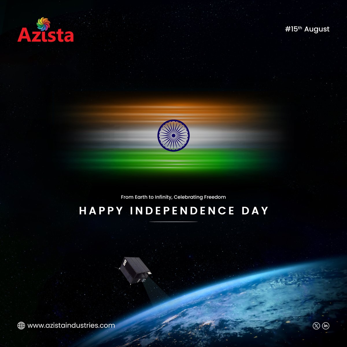 From Earth to Infinity, Celebrating Freedom!

Azista Industries wishes you all a Happy Independence Day! Let’s keep reaching new heights - on Earth and beyond the stars.

#Azista #IndependenceDay2025 #Independence #JaiHind  #SpaceInnovation #AatmanirbharBharat #MakeInIndia