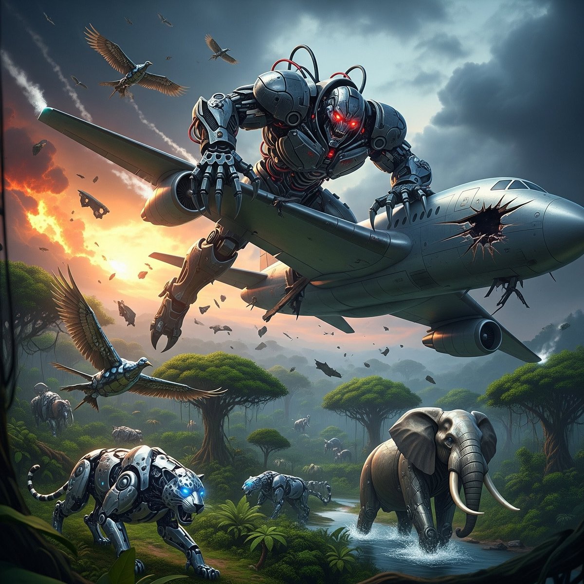 lethalpunchx's tweet image. Approaching our destination, we are near...
.
.
.
#travel #traveling #airplane #aiart #aircraft #jungle #junglesafari #junglelife #animaladdicts #animalmachines #cyborganimal