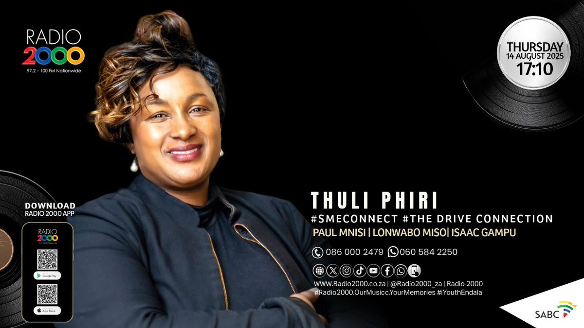 Radio2000_ZA's tweet photo. #SMEConnect | Today we chat with Thuli Phiri, Founder of The African Storyteller, on how businesses – especially women-led enterprises – can unlock opportunities in Africa through local partnerships and collaborations.

@Mnisi__weMvula @LonwaboMiso @isaacgampu https://t.co/bq7t3IoFB7