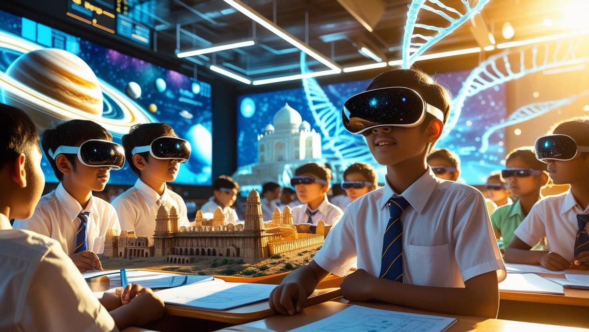 Buildvrai's tweet photo. 🇮🇳 NEP 2020 + affordable tech = VR boom in Indian schools.
Students can now:
🧪 Do virtual lab experiments
🧭 Walk through history
💡 Understand STEM in 3D
Interactive learning has never been this real.
#VRinEducation #EdTechIndia https://t.co/aMRCiN68Xx
