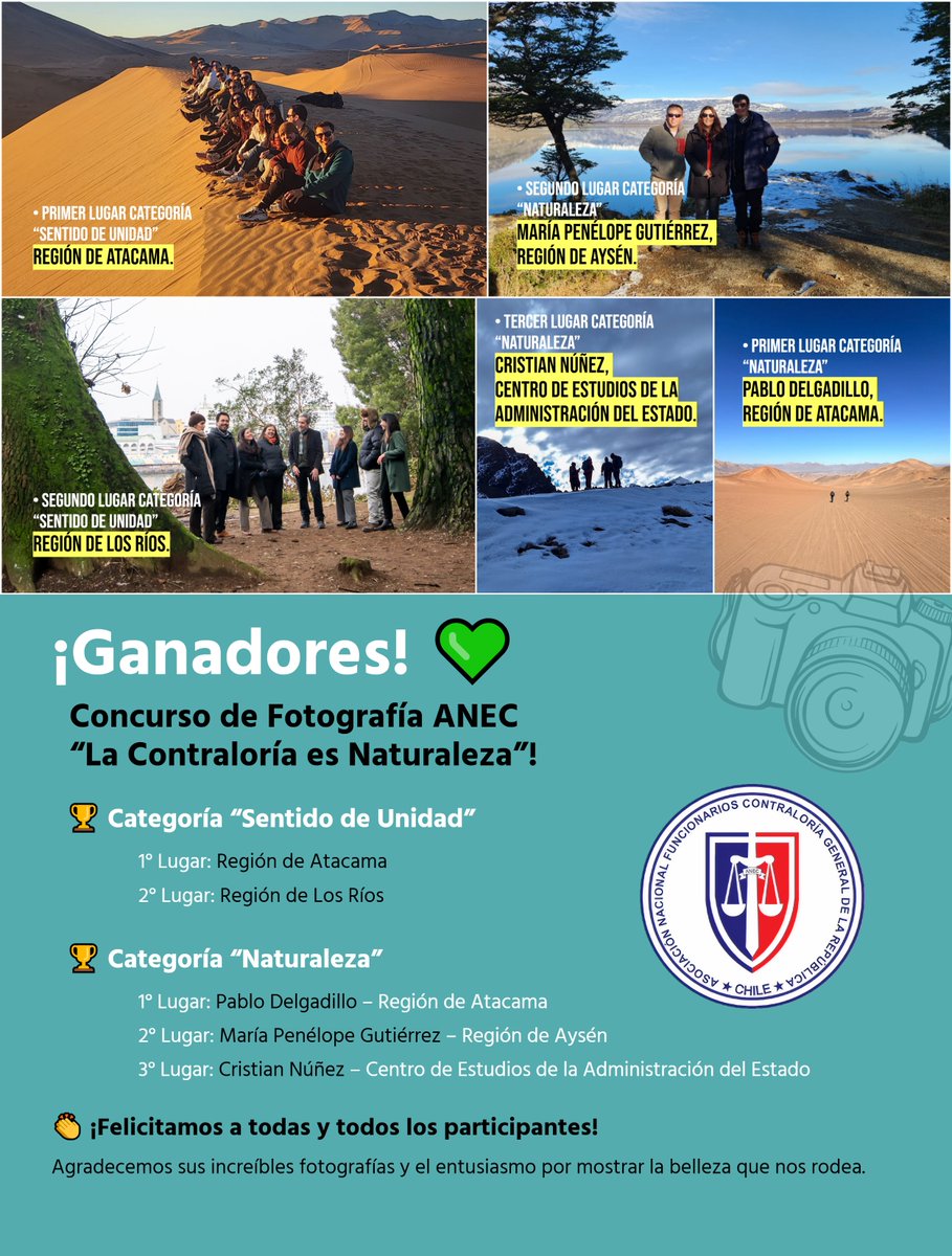 📸 ¡Ganadores del Concurso de Fotografía ANEC 
“La Contraloría es Naturaleza”! 💚

  📷 LINK NOTICIA anec.cl/noticias2025/r…