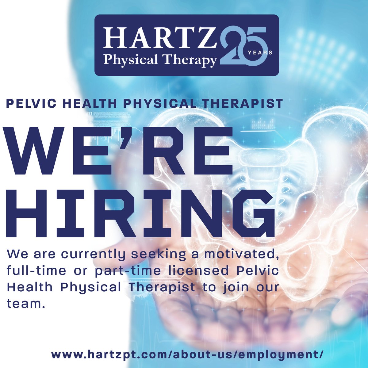 We're Hiring! Seeking a full-time or part-time Pelvic Health Physical Therapist to join our supportive team at HARTZ Physical Therapy. If you value personal and professional growth in a family-like environment, apply today! 📲 hartzpt.com/.../full-time-…