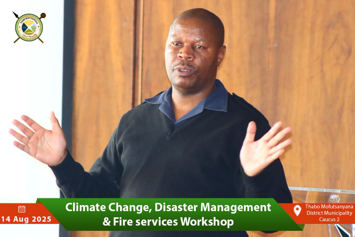 #TeamTMDM  #2ndDay🔥🌪️🌦️THABO MOFUTSANYANA DISTRICT MUNICIPALITY CLIMATE CHANGE, DISASTER MANAGEMENT and FIRE SERVICES WORKSHOP
–
🗓️13 – 14 August 2025

🏛️Thabo Mofutsanyana District Municipal Offices, Old Parliament Building, Phuthaditjhaba

⏰ 08h30 – 16h00