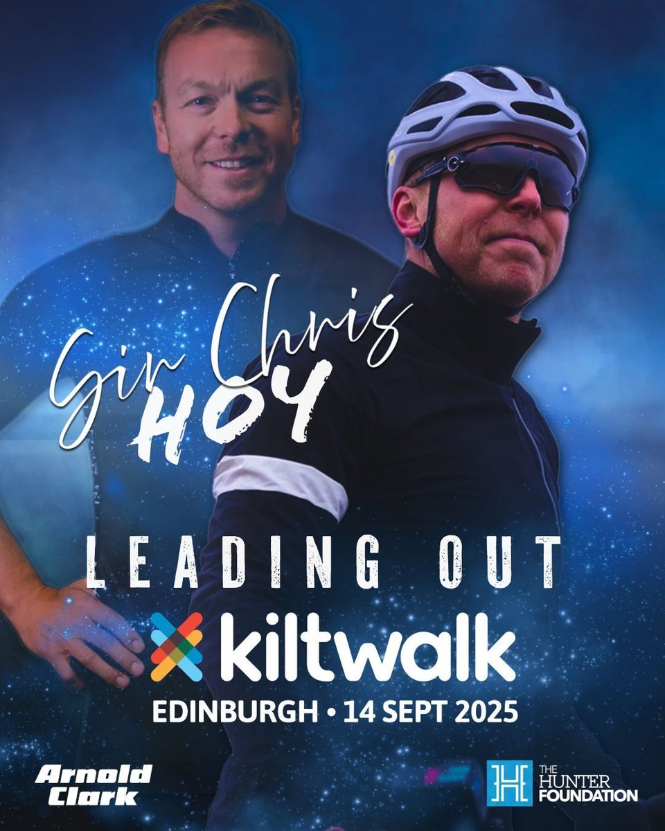 Breaking news! Scotland’s greatest Olympian Sir Chris Hoy will join Sir Tom Hunter to lead out the Edinburgh Kiltwalk on 14 September.
And you can be part of it…
Sign up now: bit.ly/Edin2025 
<a href="/SirTomhunter/">Sir Tom hunter</a> <a href="/tour_de_4/">Tour de 4</a> <a href="/chrishoy/">Sir Chris Hoy</a>