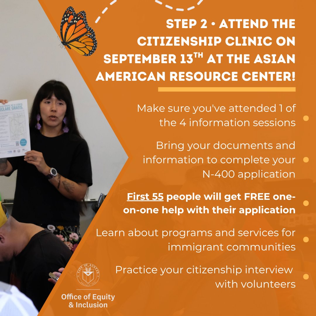 Lulu Flores (@voteluluflores) on Twitter photo Next month, <a href="/austintexasgov/">City of Austin</a> and local partners, including <a href="/GregCasar/">Greg Casar</a>, are hosting a free citizenship clinic. Organizers are asking those interested to attend an information session to ensure they meet requirements.
The first info session is this Saturday at the Ruiz Library. Next month, <a href="/austintexasgov/">City of Austin</a> and local partners, including <a href="/GregCasar/">Greg Casar</a>, are hosting a free citizenship clinic. Organizers are asking those interested to attend an information session to ensure they meet requirements.
The first info session is this Saturday at the Ruiz Library.