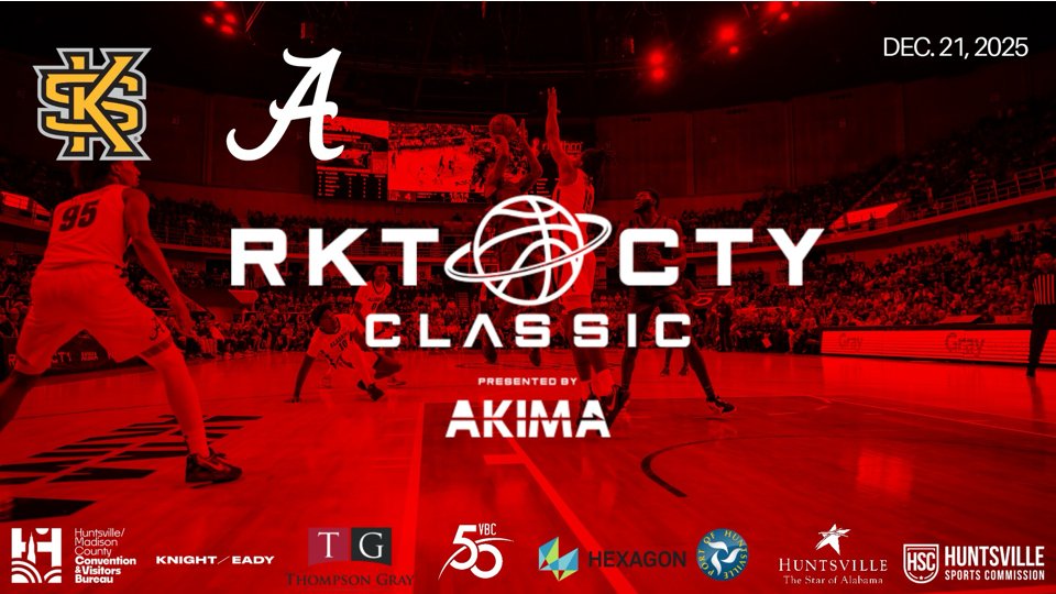 Von Braun Center (@vonbrauncenter) on Twitter photo 💥🏀 JUST ANNOUNCED! 🏀💥
<a href="/KSUOWLSMBB/">Kennesaw State MBB</a> will be hitting the court against <a href="/AlabamaMBB/">Alabama Men’s Basketball</a> for the 2025 Rocket City Classic in Huntsville's #VBChsv Propst Arena on Sunday, December 21! Tickets available next Tuesday, August 19 at 10:00 a.m.
📲 bit.ly/RKTCityClassic… 💥🏀 JUST ANNOUNCED! 🏀💥
<a href="/KSUOWLSMBB/">Kennesaw State MBB</a> will be hitting the court against <a href="/AlabamaMBB/">Alabama Men’s Basketball</a> for the 2025 Rocket City Classic in Huntsville's #VBChsv Propst Arena on Sunday, December 21! Tickets available next Tuesday, August 19 at 10:00 a.m.
📲 bit.ly/RKTCityClassic…