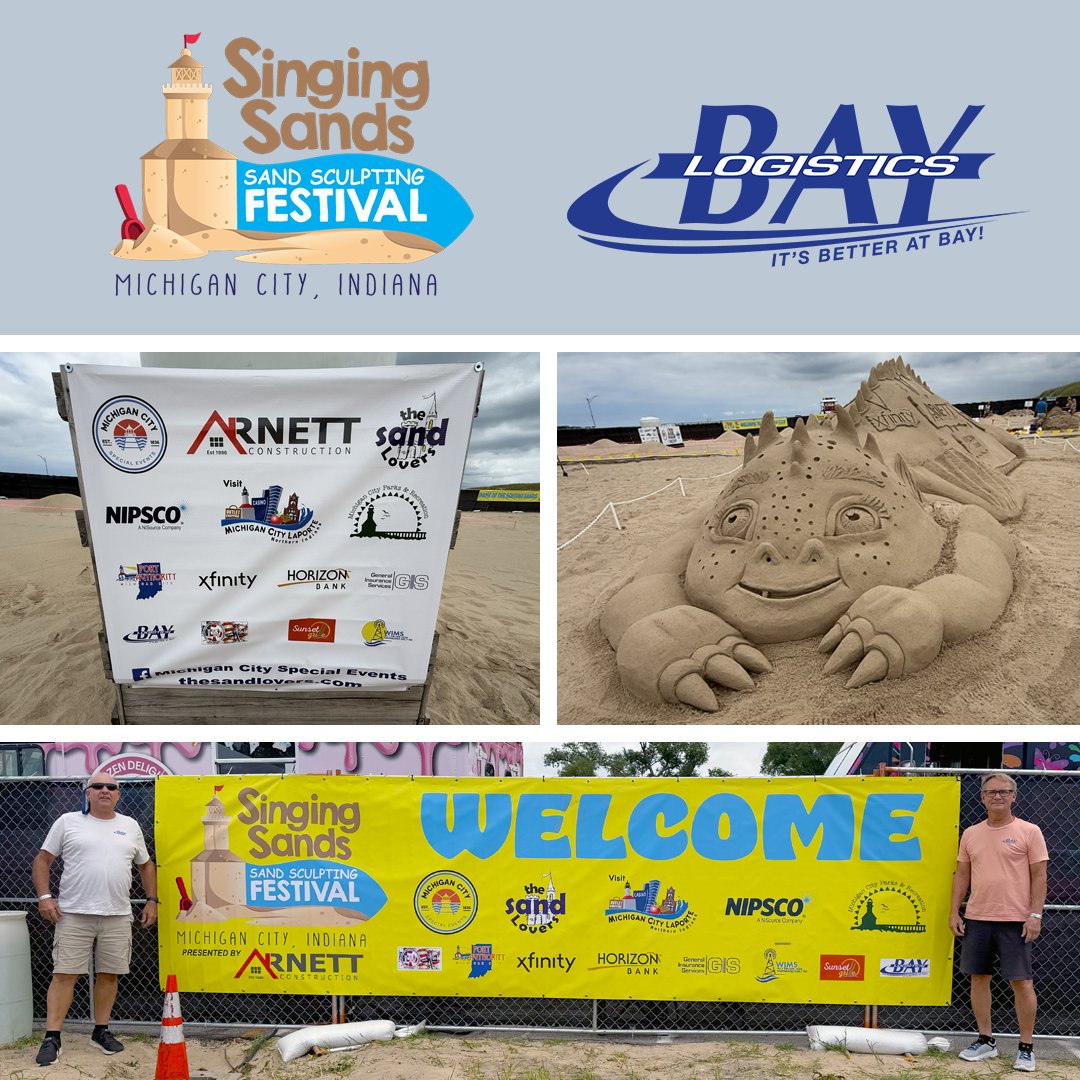 Bay Logistics served as a sponsor for the Singing Sands Sand Sculpting Festival held in Michigan City, Indiana. A total of $11,000 was raised, which will be allocated to non-profit organizations and community groups in LaPorte County!

michigancityin.gov/city-calendar/…