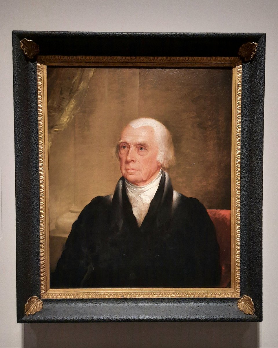 PrezPonderings's tweet photo. A painting of 4th President James Madison at the National Portrait Gallery, a Smithsonian museum in Washington DC. The Presidents exhibit includes art depicting all US Presidents. Can you share a fact about Madison? #POTUS4 #JamesMadison https://t.co/FhAHp0c9LK