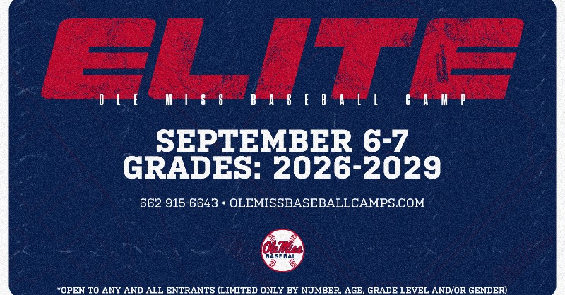 OleMissBSB's tweet photo. Don’t miss an opportunity to get in front of our staff at #RebsBSB Elite Camp!
 
📅 September 6-7
 
Click the link below to sign up today!